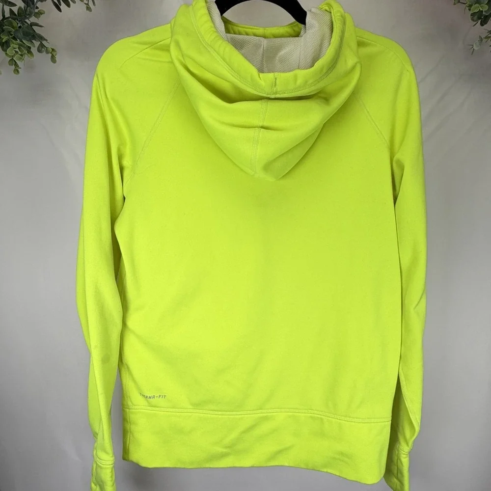 Nike Neon Hoodie Womens M Spellout Training Thumbholes Pocket Drawstring‎